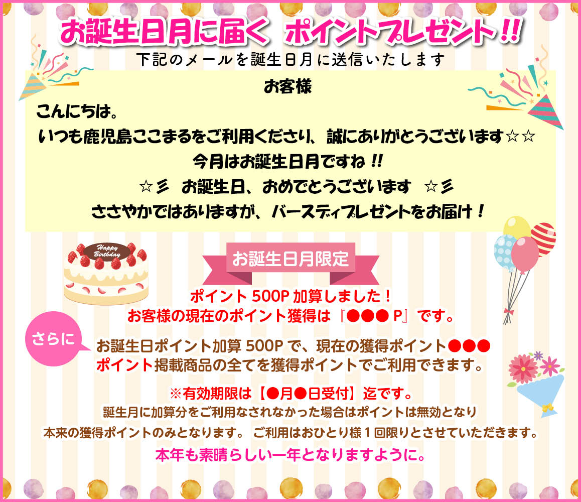 お誕生日月に届くポイントプレゼント